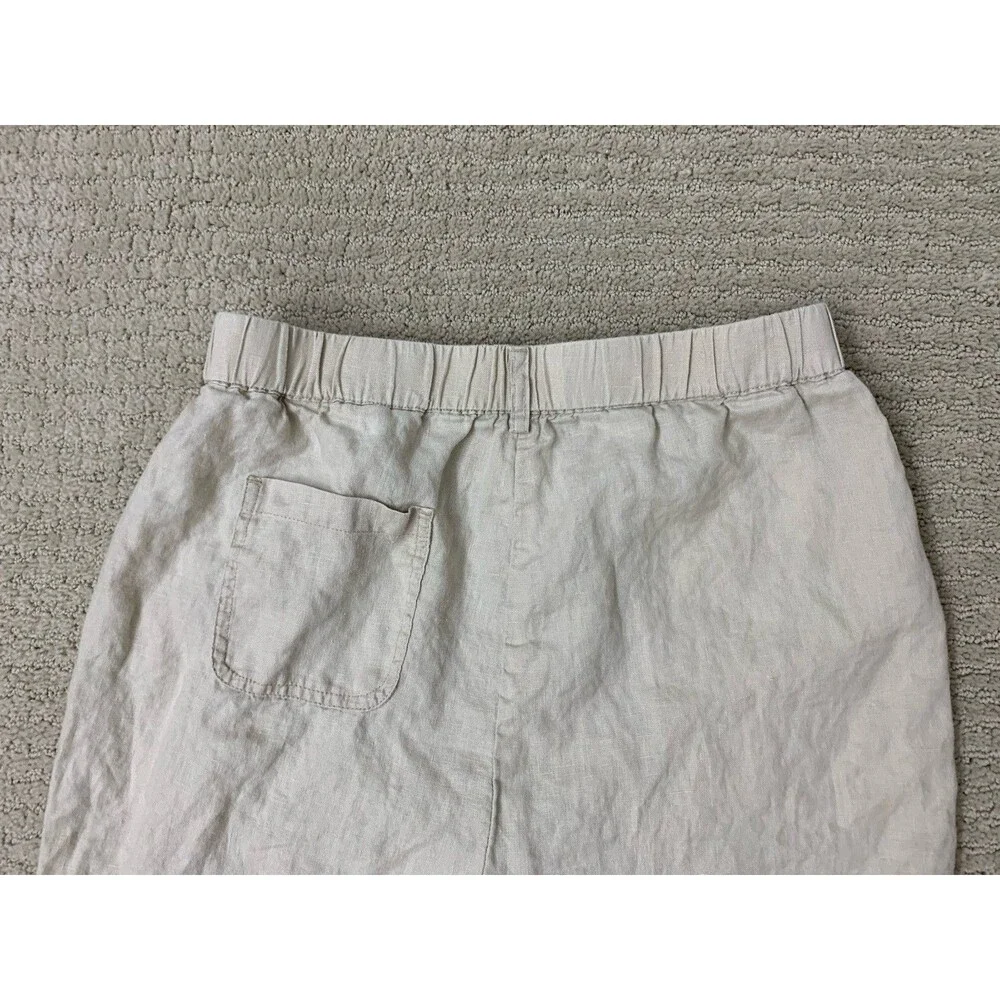 Quince Womens 100% European Linen Tan Driftwood Elastic Waistband Pants Small - Picture 5 of 9